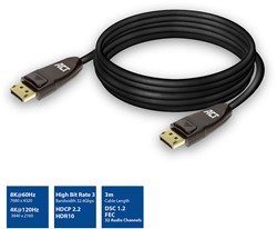 ACT DisplayPort Digital Interface M/M Kabel 1.4 8K  3 meter (Zwart)